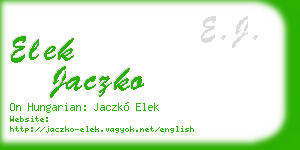 elek jaczko business card